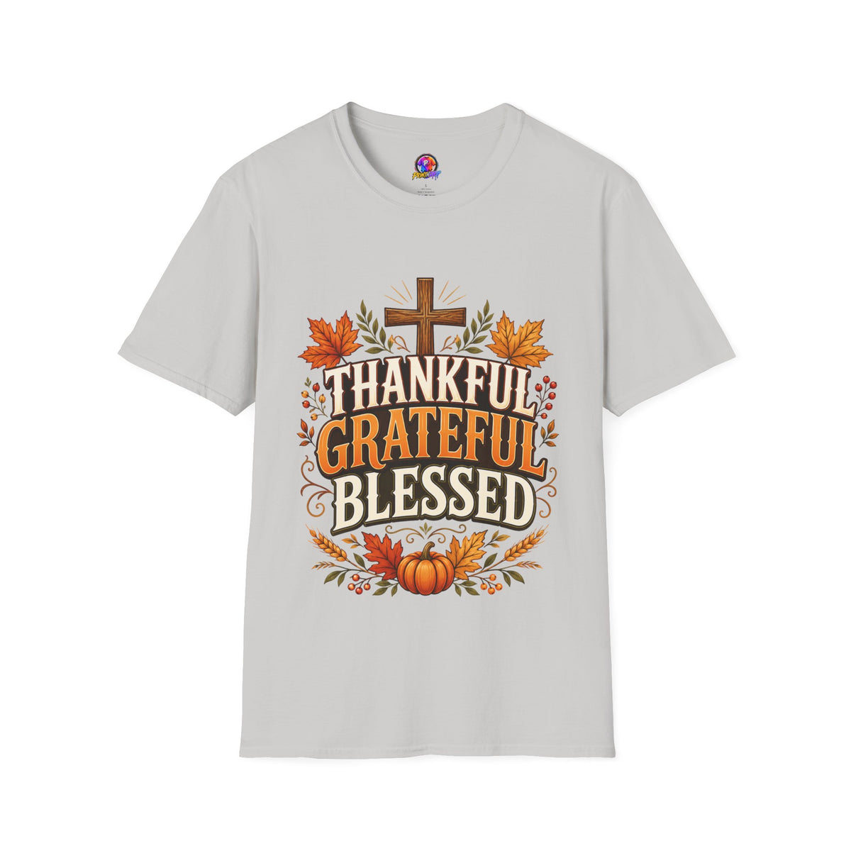 Thanksgiving T-Shirt Thankful Grateful Blessed T-Shirt — Fall Thanksgiving Christian Tee