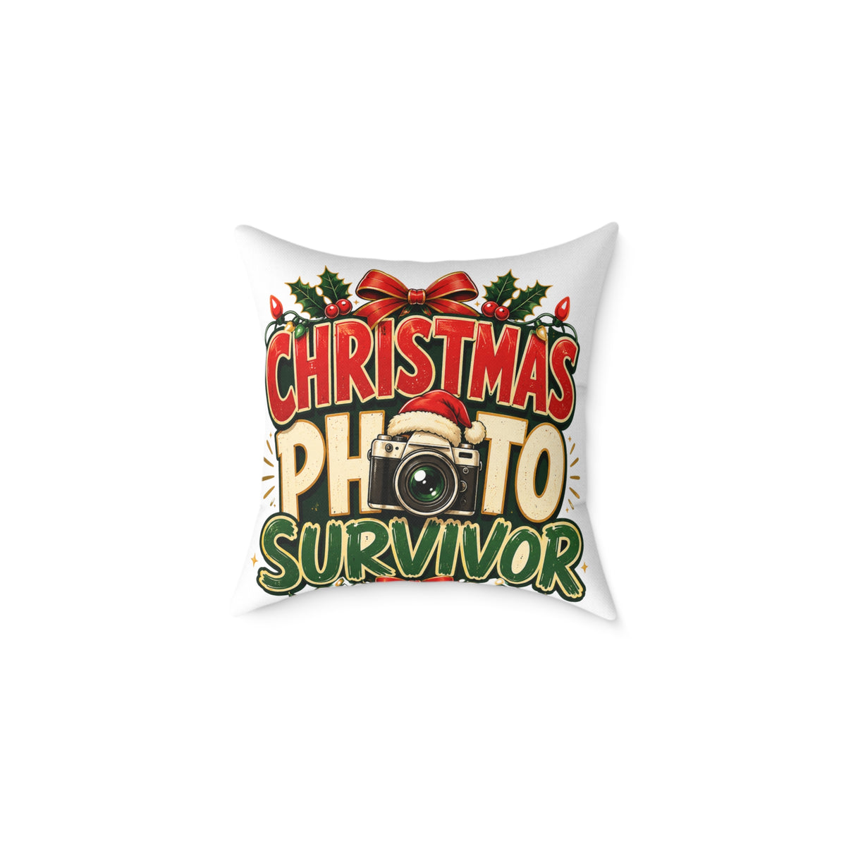 Christmas Photo Survivor Pillow — Holiday Camera Photographer Gift