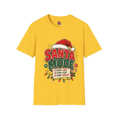 Santa Mode T-Shirt — Holiday Christmas Graphic Tee with Santa Hat