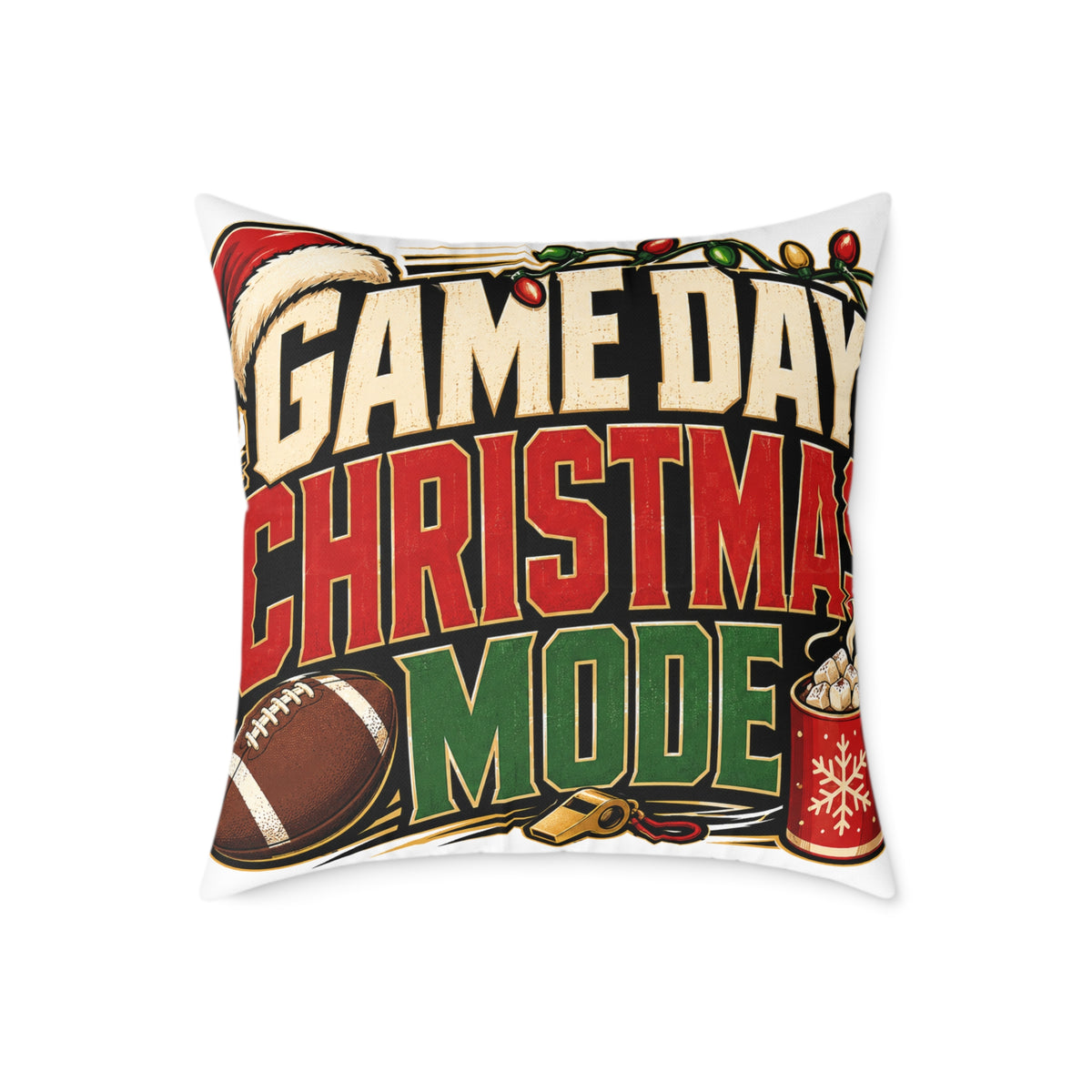 Modern Day Christmas Game Day Christmas Mode Square Poly Canvas Pillow