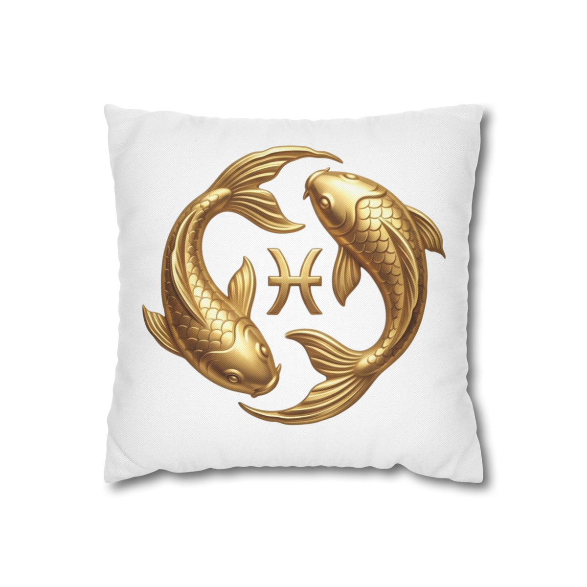 Pisces Zodiac Pillowcase — Gold Koi Fish Astrological Decorative Pillow Cover