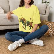 Bull Graphic T-Shirt — Earth Tone Geometric Taurus Design