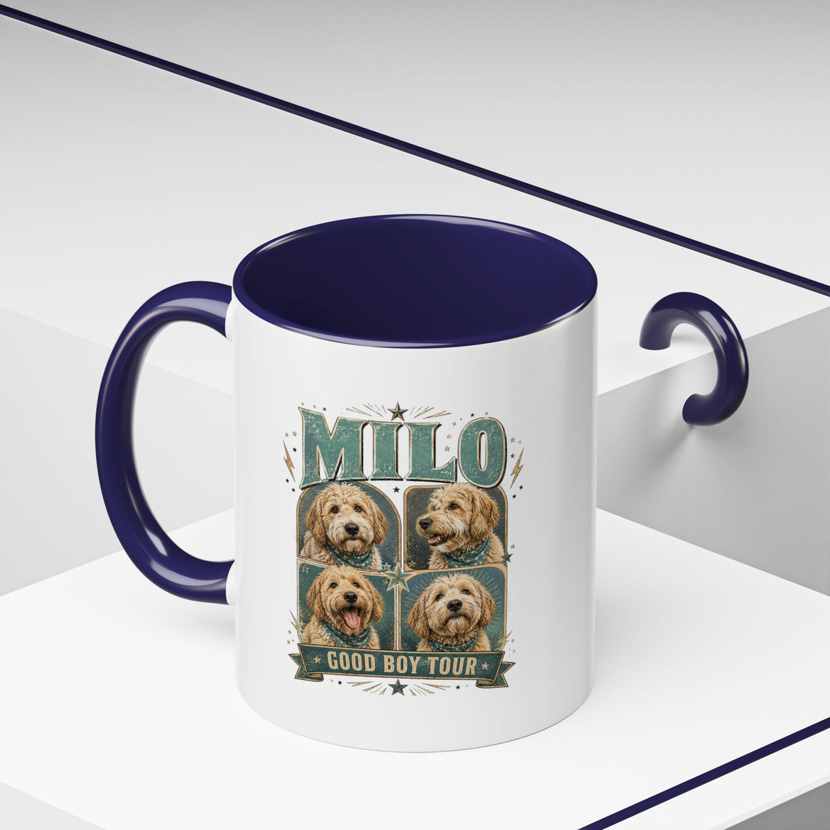 Milo Bailey Dog Dad Mom Milo 'Good Boy Tour' Accent Coffee Mug – Personalized Dog Lover Gift