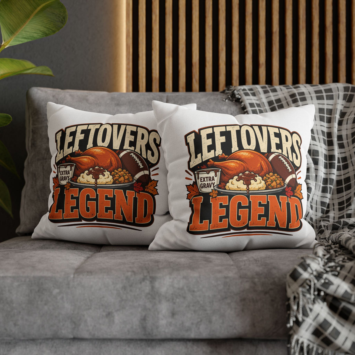 Thanksgiving Leftovers Legend Pillow — Thanksgiving Football Turkey Throw Pillowcase