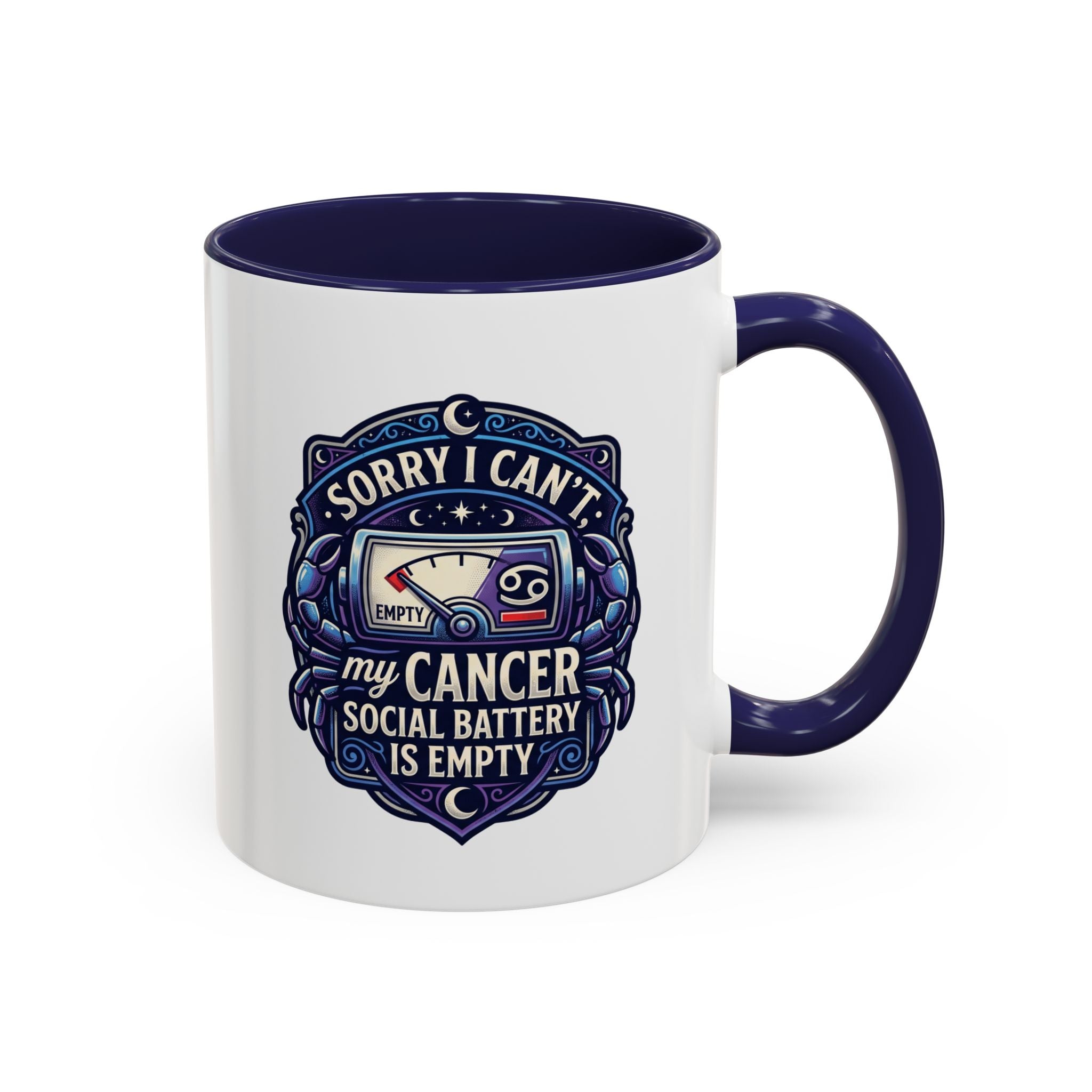 Accent Coffee Mug — “Sorry I Can’t My Cancer Social Battery Is Empty” Support Awareness Mug