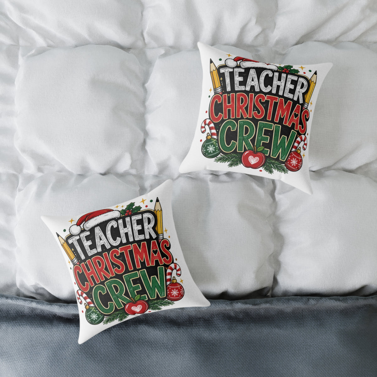 Teacher Christmas Crew Pillow — Holiday Classroom Decorative Throw Pillow