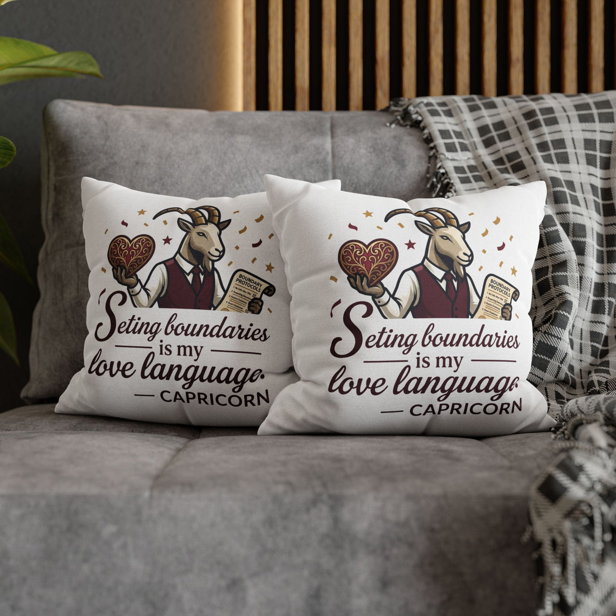 Capricorn Pillowcase - "Setting Boundaries Is My Love Language" Zodiac Throw Pillowcase