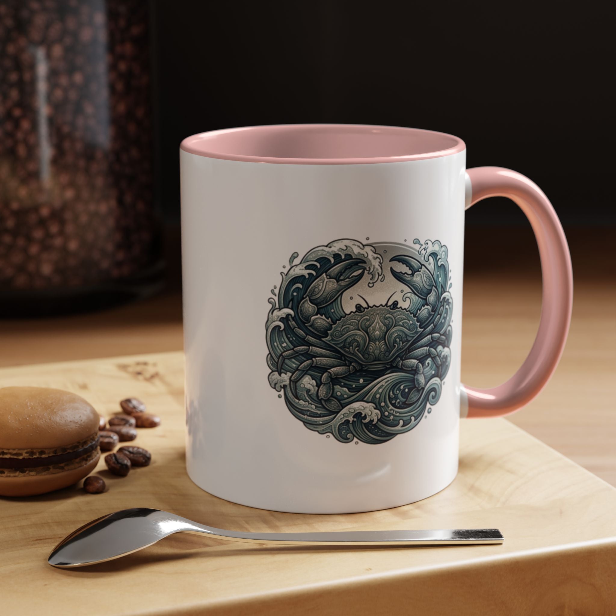Crab Wave Accent Coffee Mug — Nautical Ocean Art
