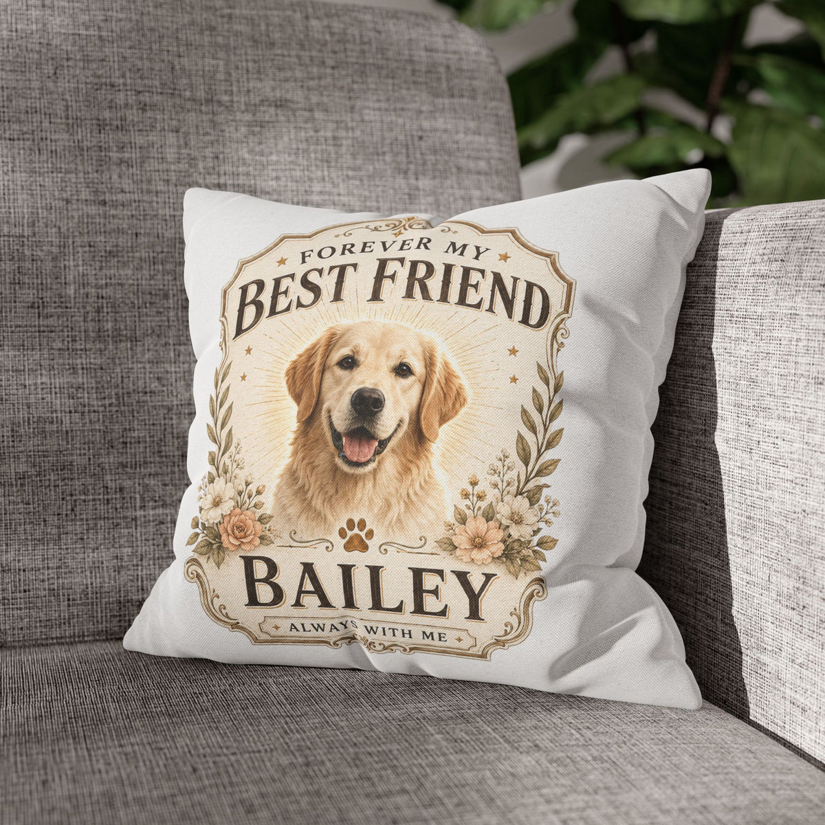 Personalized Dog Pillowcase  Milo Bailey Dog Dad Mom— "Forever My Best Friend" Custom Pet Name Cushion Cover