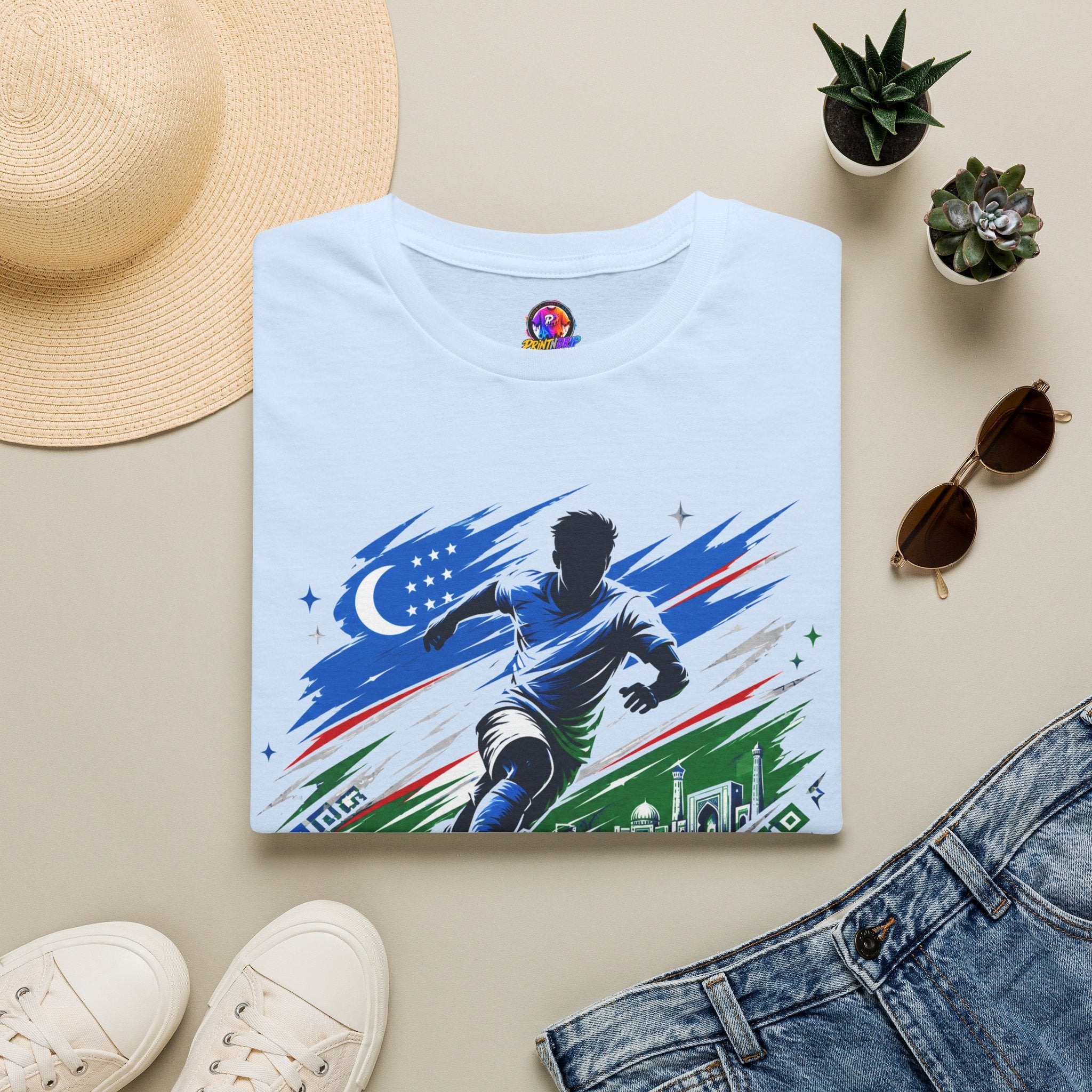 Silk Road Strike Soccer T-Shirt — Uzbekistan Football Graphic Tee