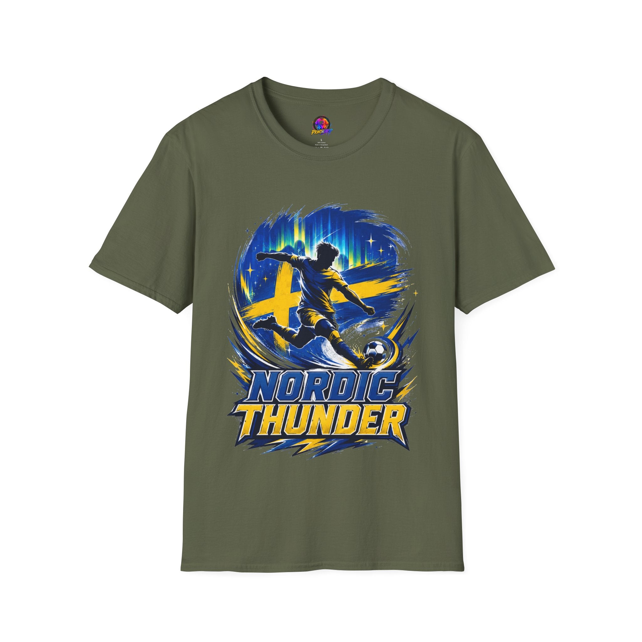 Sweden Nordic Thunder Soccer T-Shirt — Sweden Football Fan Tee