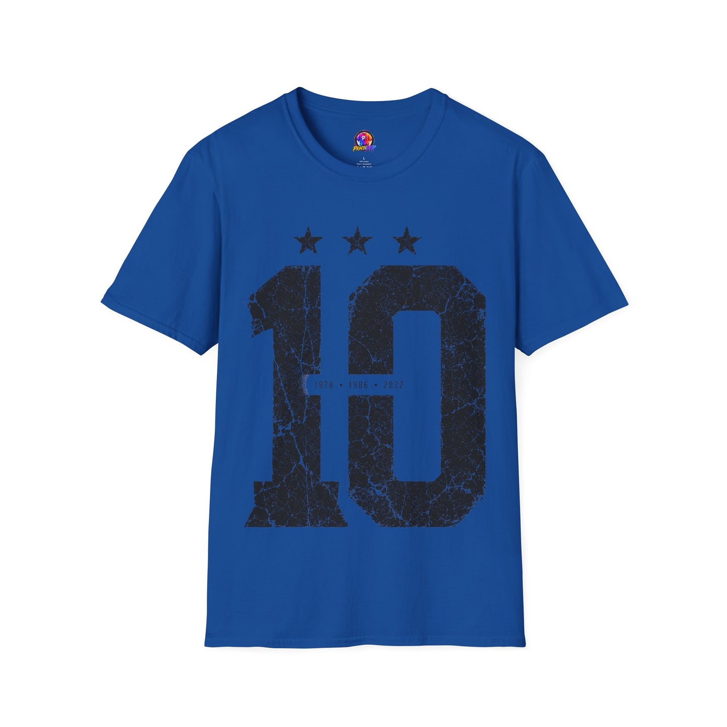 Vintage Argentina Worldcup winning No. 10 Jersey T-Shirt — Distressed Number Tee with Three Stars