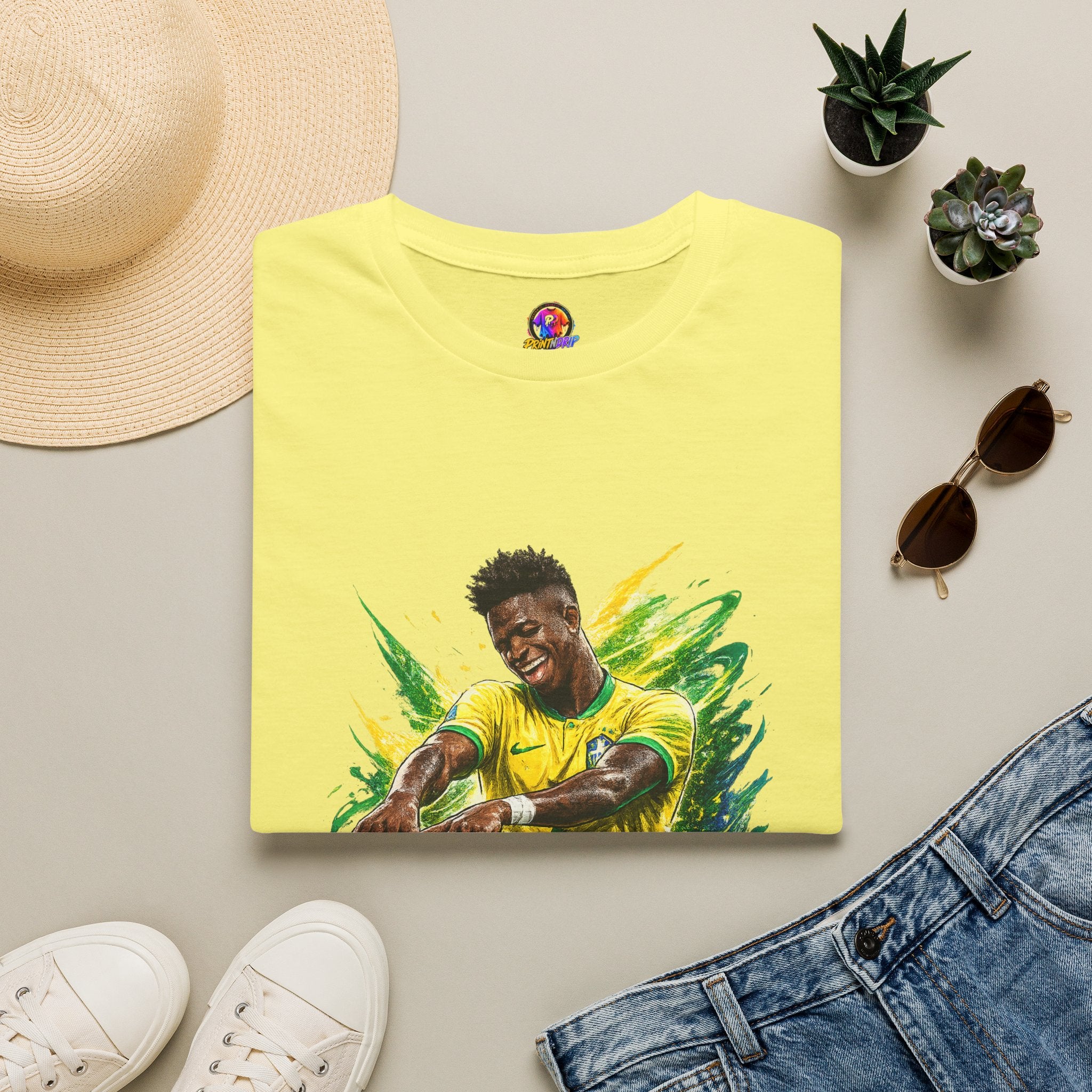 Brazil  Soccer Celebration T-Shirt — Brazilian Football Player Artwork