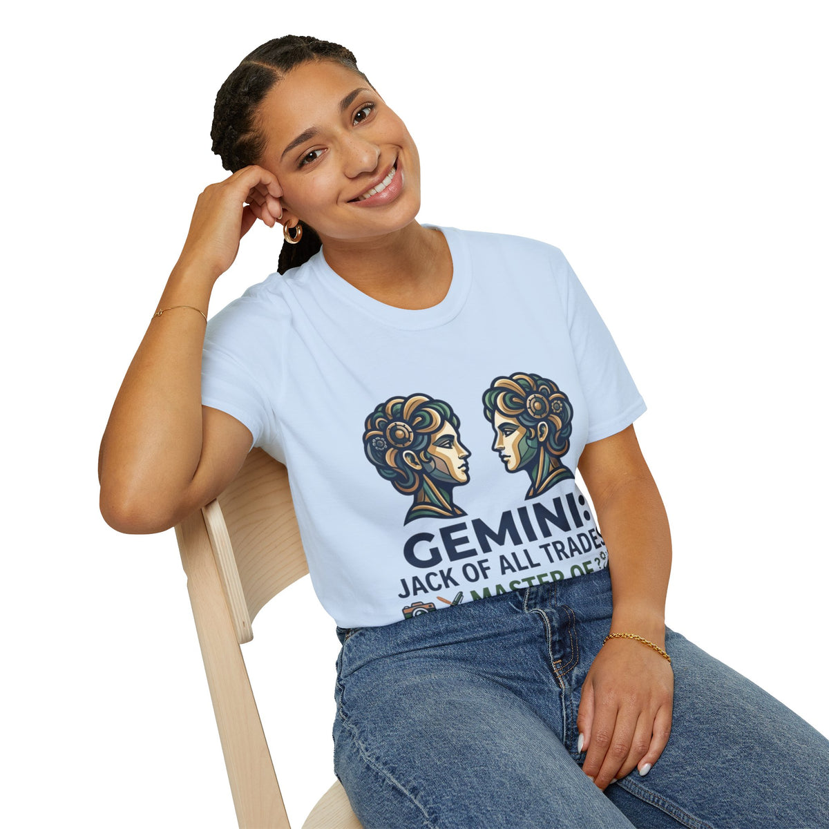 Gemini Zodiac T‑Shirt — Vintage Twins Astrology Tee ("Gemini: Jack of All Trades")