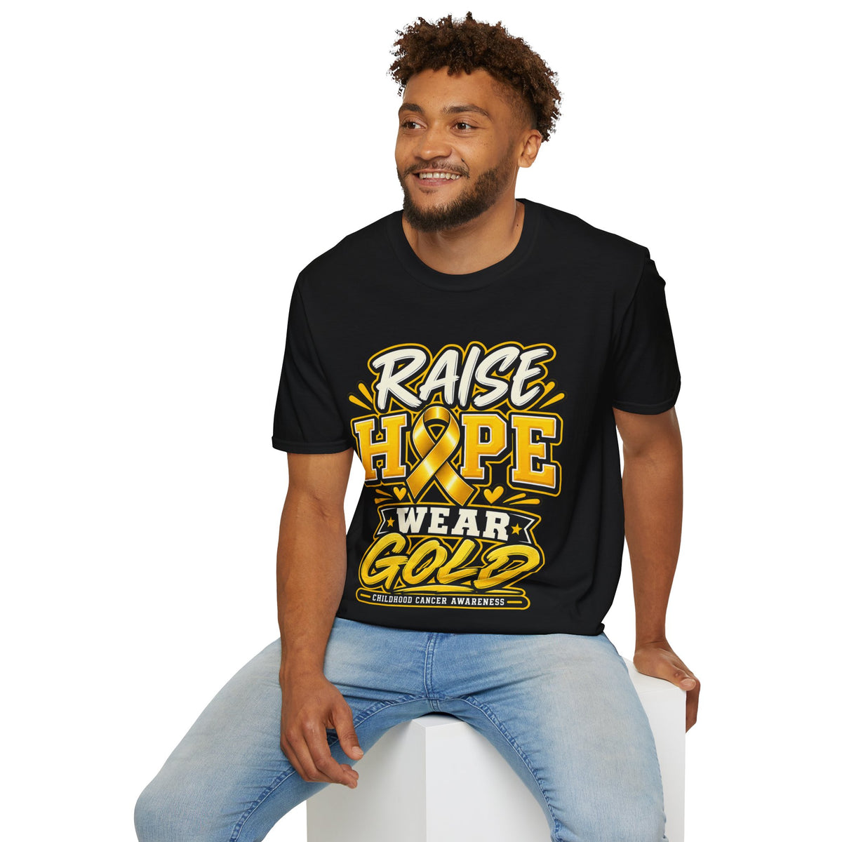 Raise Hope Wear Gold T-Shirt — Childhood Cancer Awareness
