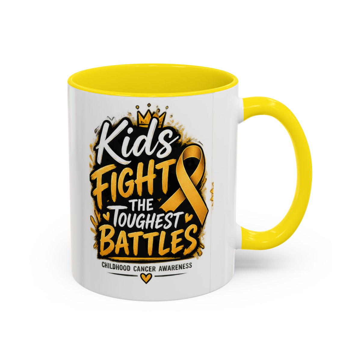 Kids Fight The Toughest Battles Accent Coffee Mug — Childhood Cancer Awareness 11/15oz
