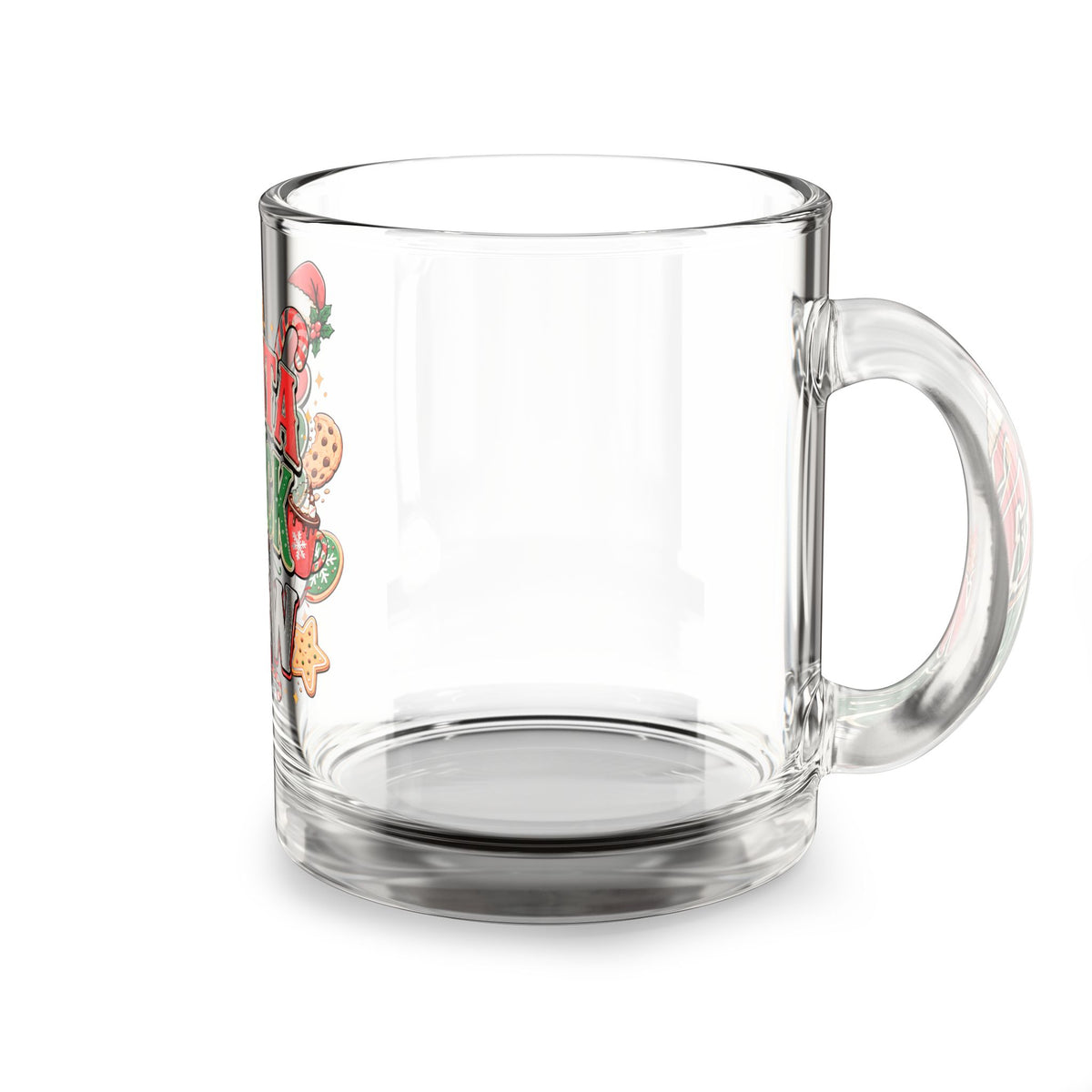 Christmas Glass Mug 10 oz Santa Snack Crew Glass Mug — 10oz Christmas Cookie Hot Cocoa Cup