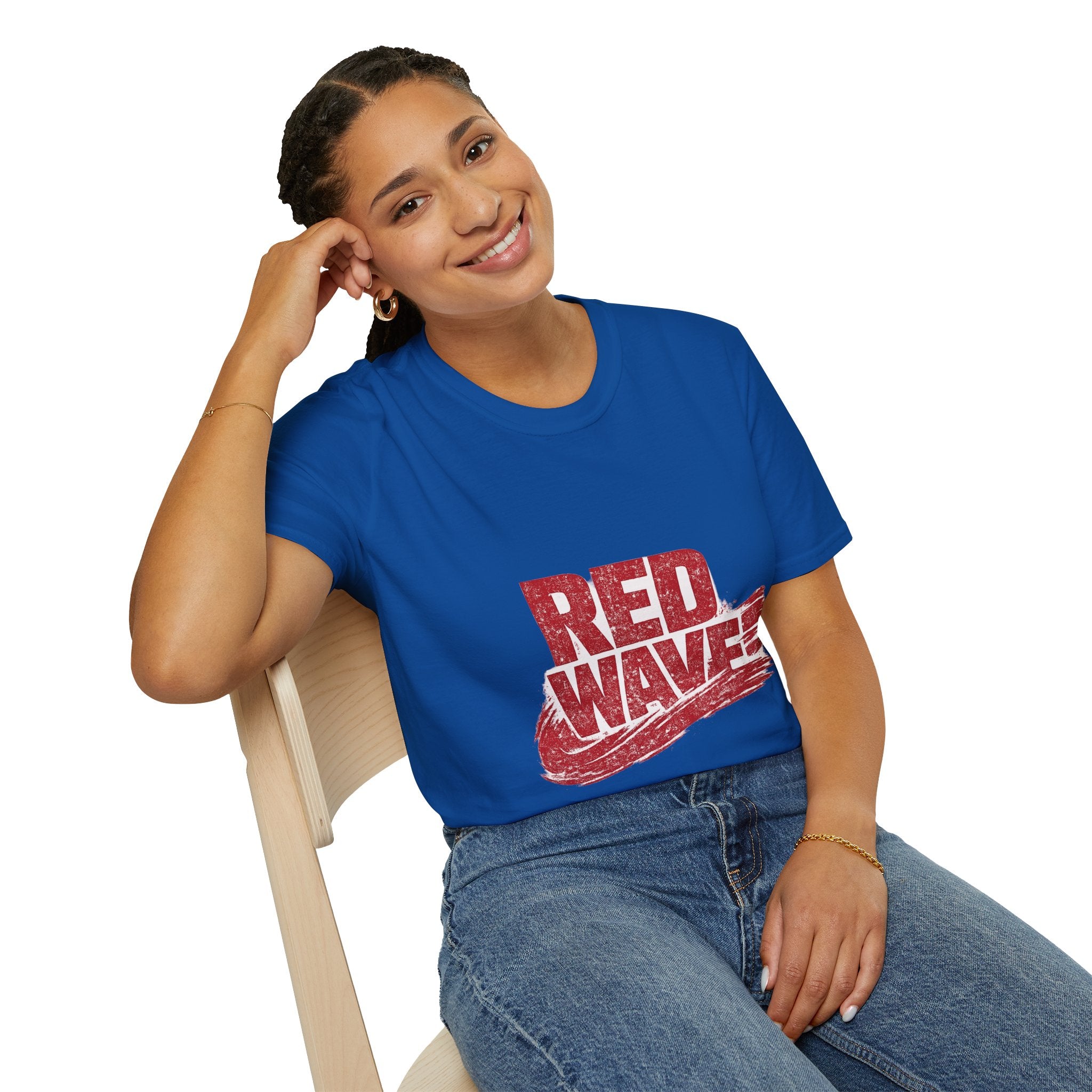 South Korea Red Wave Graphic T‑Shirt — Vintage Distressed Logo Tee