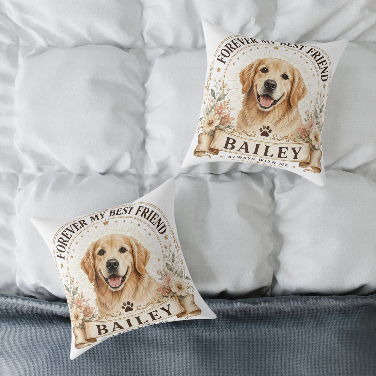 Personalized Dog Pillow Milo Bailey Dog Dad Mom – "Forever My Best Friend" Custom Pet Name Cushion