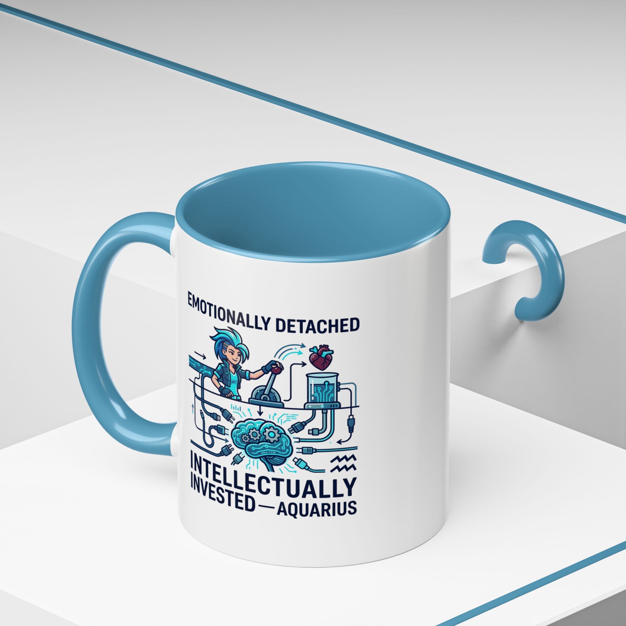 Aquarius Coffee Mug - "Emotionally Detached, Intellectually Invested" Accent Mug 11oz
