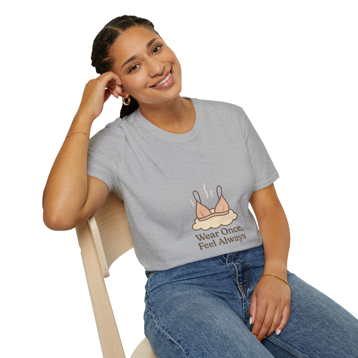 T-Shirt — 'Wear Once, Feel Always' Bra Illustration Tee - Trending Now - October 2026