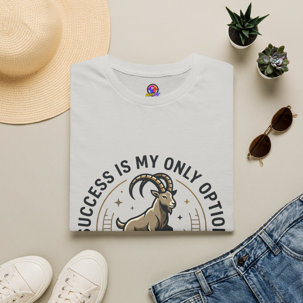 Capricorn Goat T-Shirt — "Success Is My Only Option" Motivational Zodiac Tee