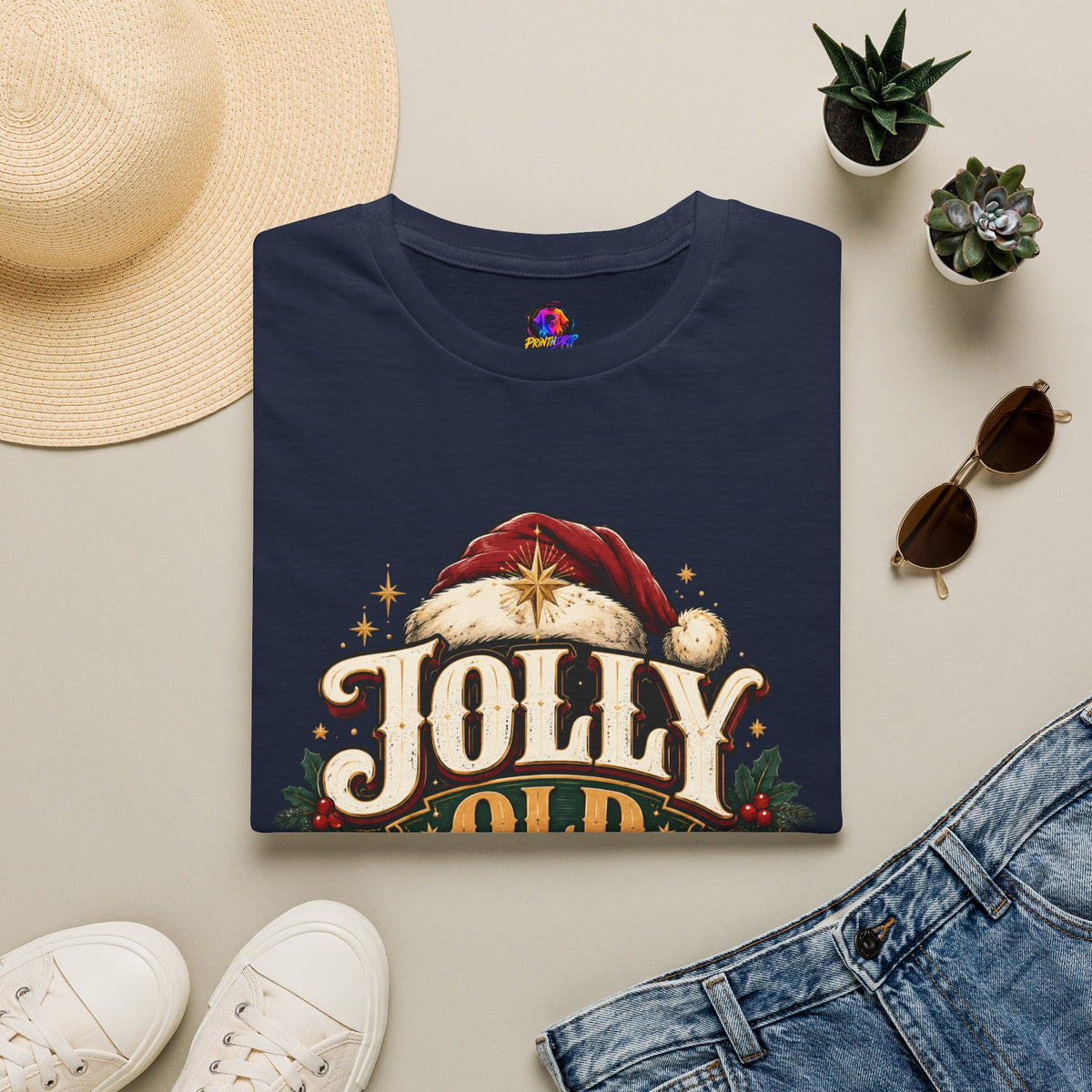 Jolly Old Soul T-Shirt — Vintage Santa Holiday Graphic Tee