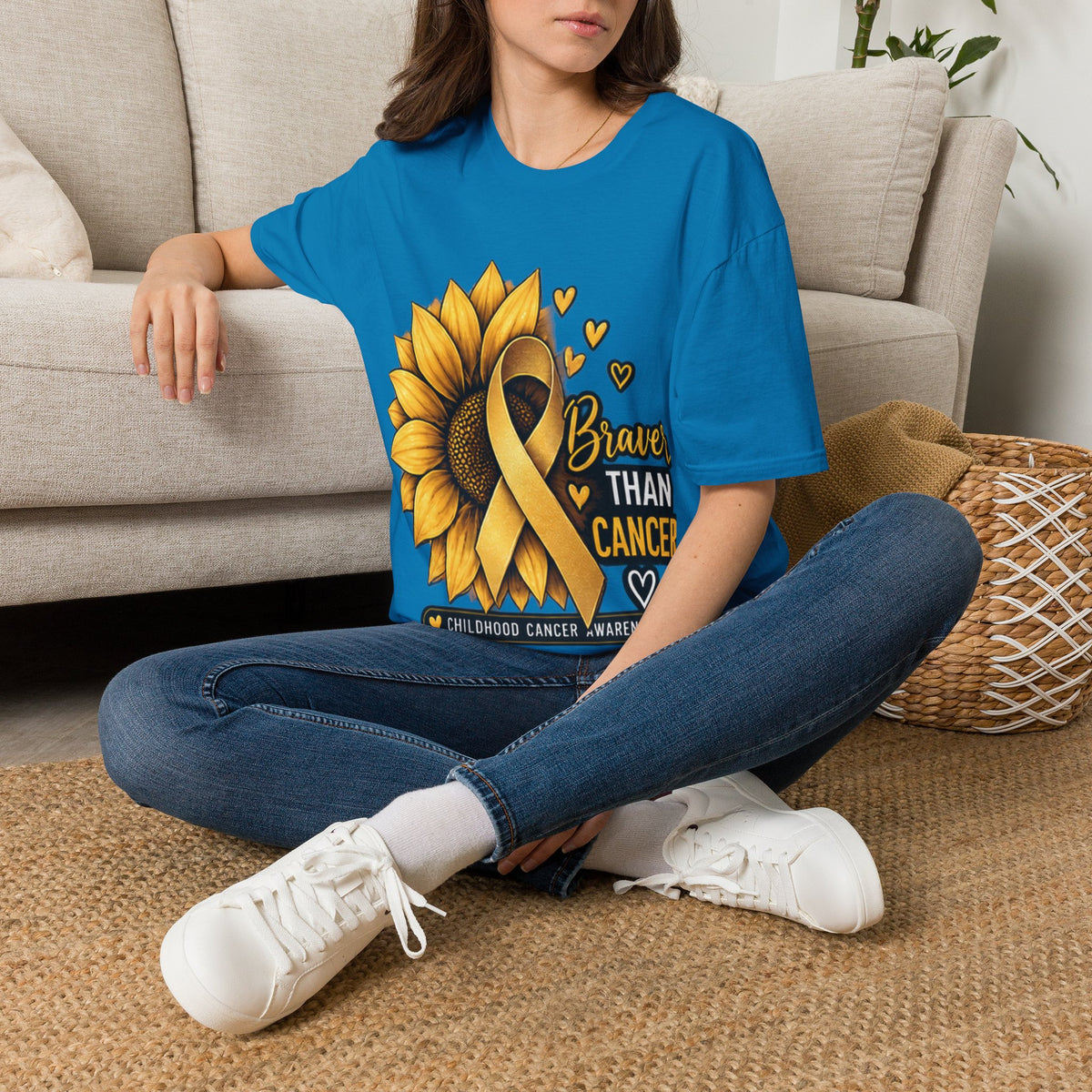 Braver Than Cancer Childhood Cancer Awareness Sunflower T-Shirt