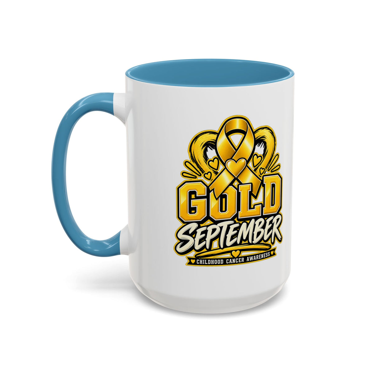 Gold September Coffee Mug — Childhood Cancer Awareness Accent Mug (11/15oz)