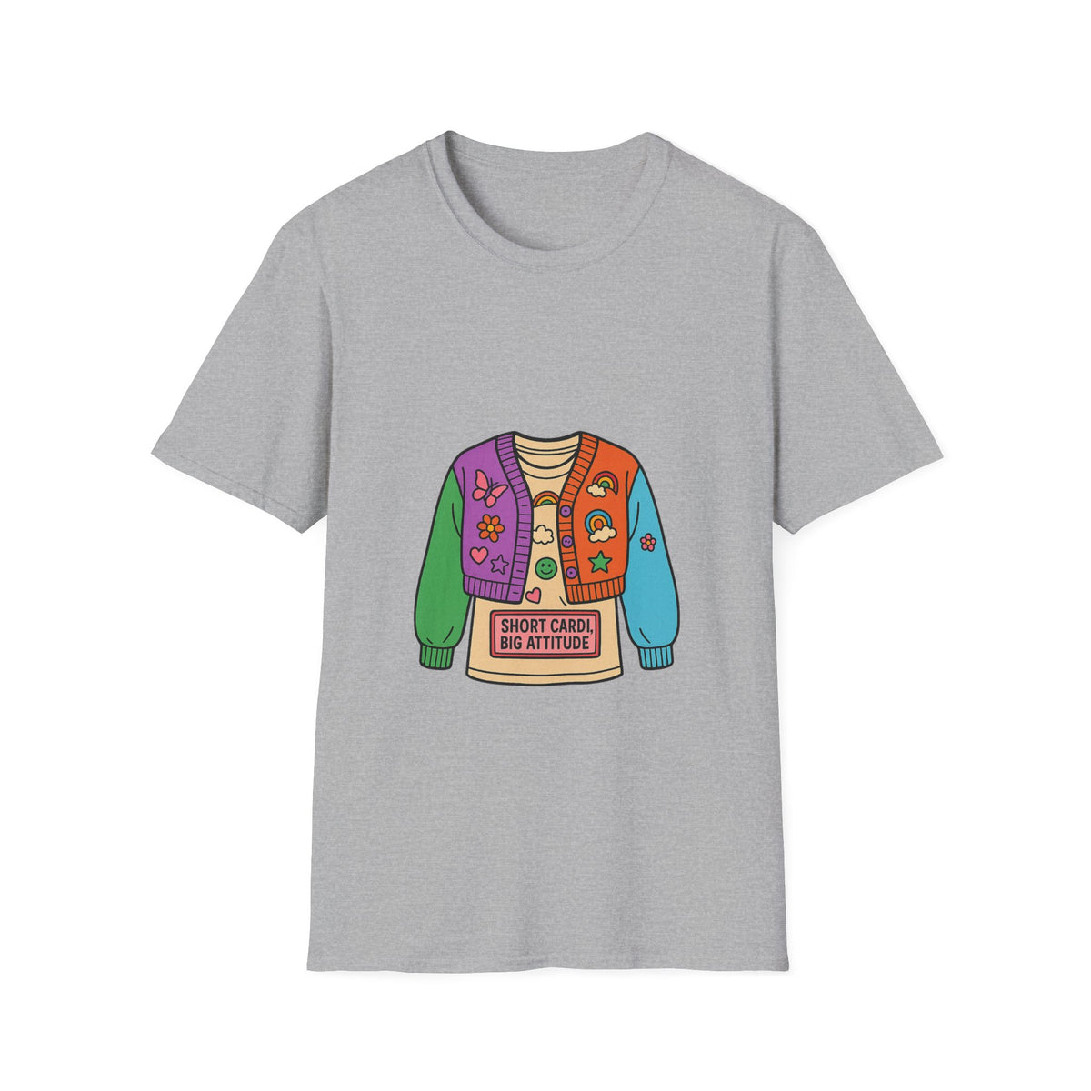 Colorful Patchwork Sweater Illustration T-Shirt - Trending Now - October 2026