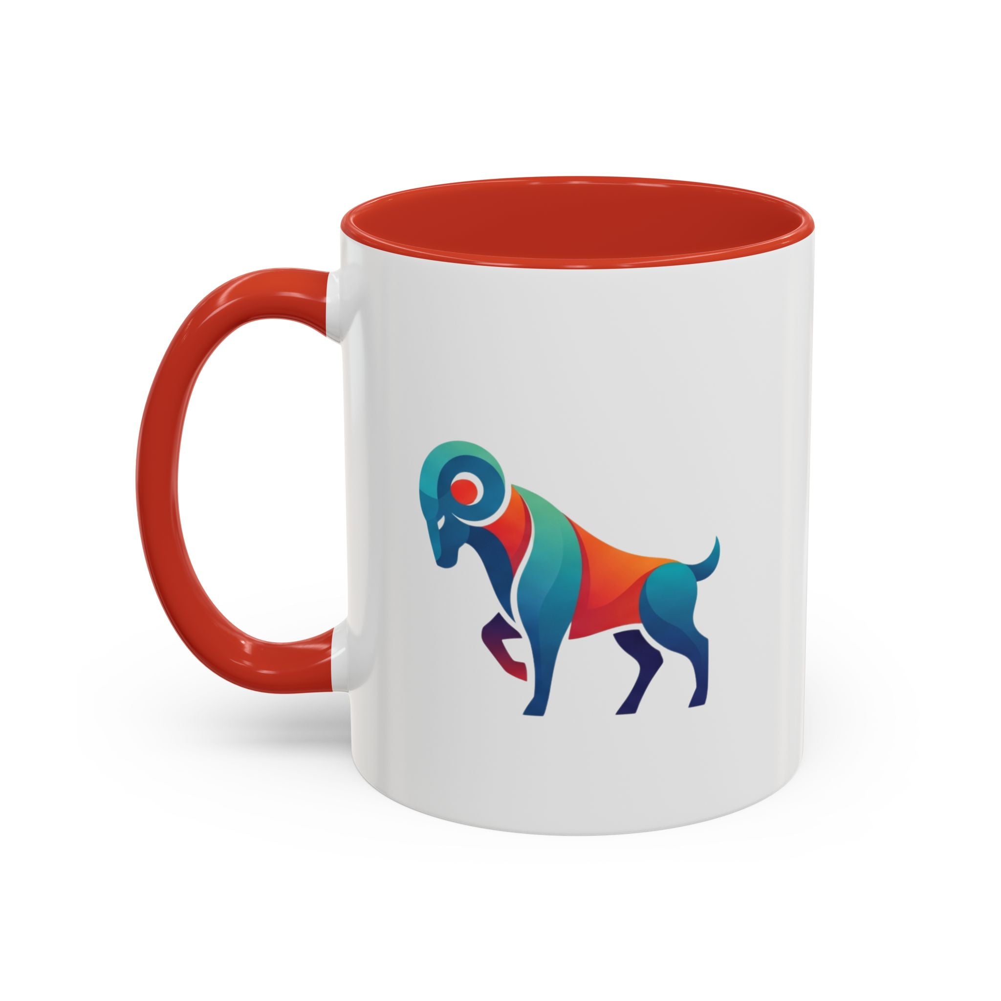Colorful Ram Accent Coffee Mug — Geometric Zodiac Aries Design