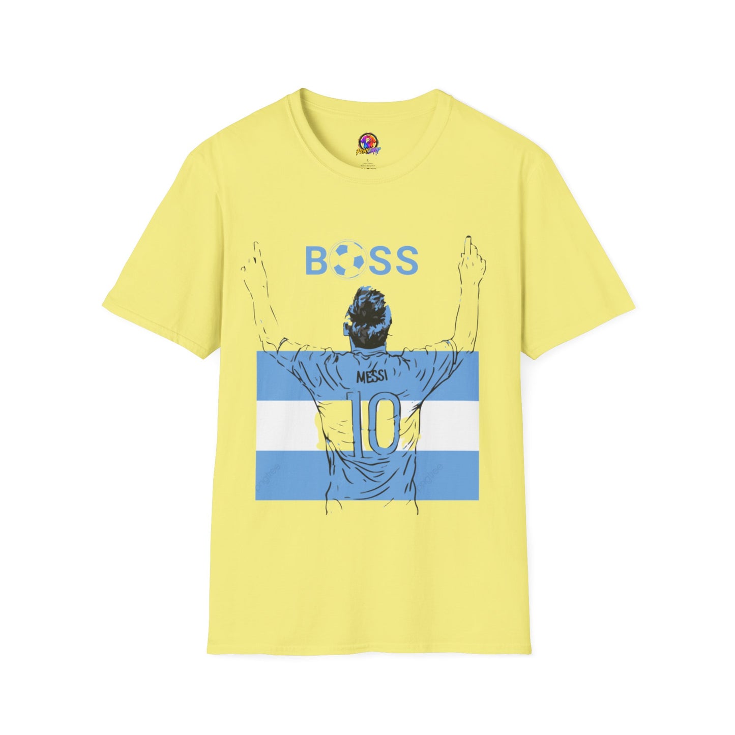 Soccer Boss T‑Shirt — 'BOSS' Striped Football Player Graphic Tee