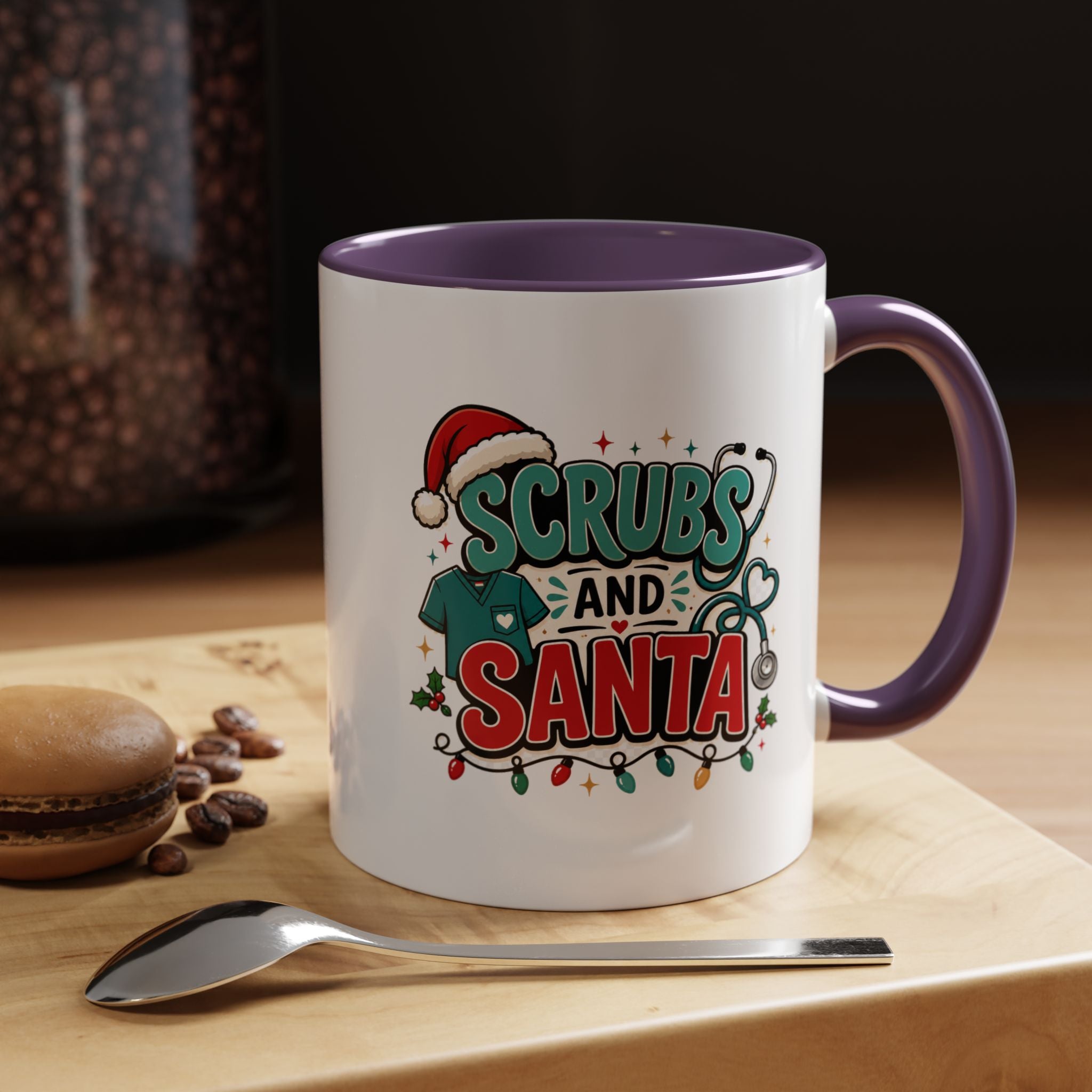 Modern Day Christmas Scrubs and Santa Coffee Mug — Funny Christmas Nurse Gift