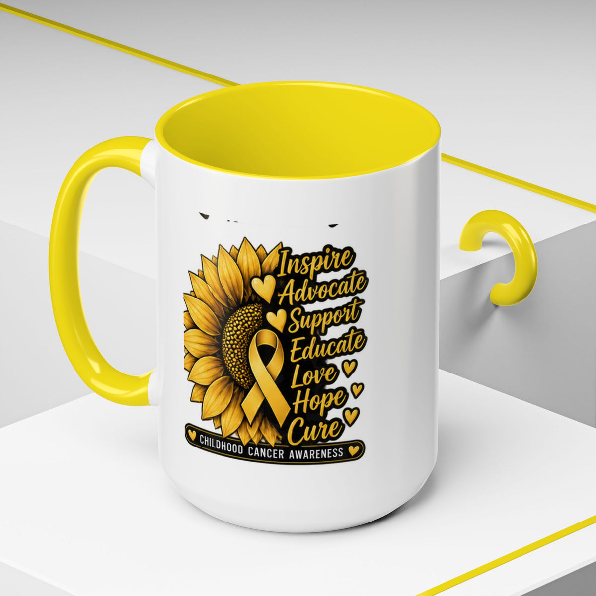 Childhood Cancer Awareness Sunflower Accent Coffee Mug (11/15oz)
