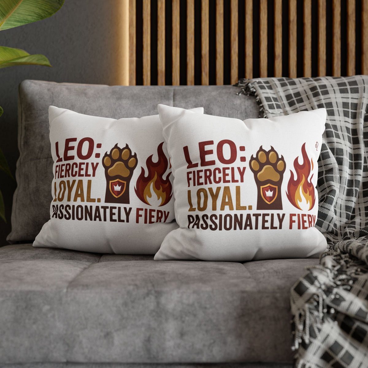 Leo Zodiac Fiercely Loyal Spun Polyester Square Pillowcase