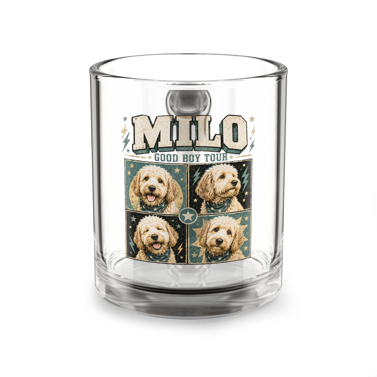 Glass Mug — "Milo: Good Boy Tour" Photo Dog Glass Coffee Mug Milo Bailey Dog Dad Mom  Glass Mug 10 oz