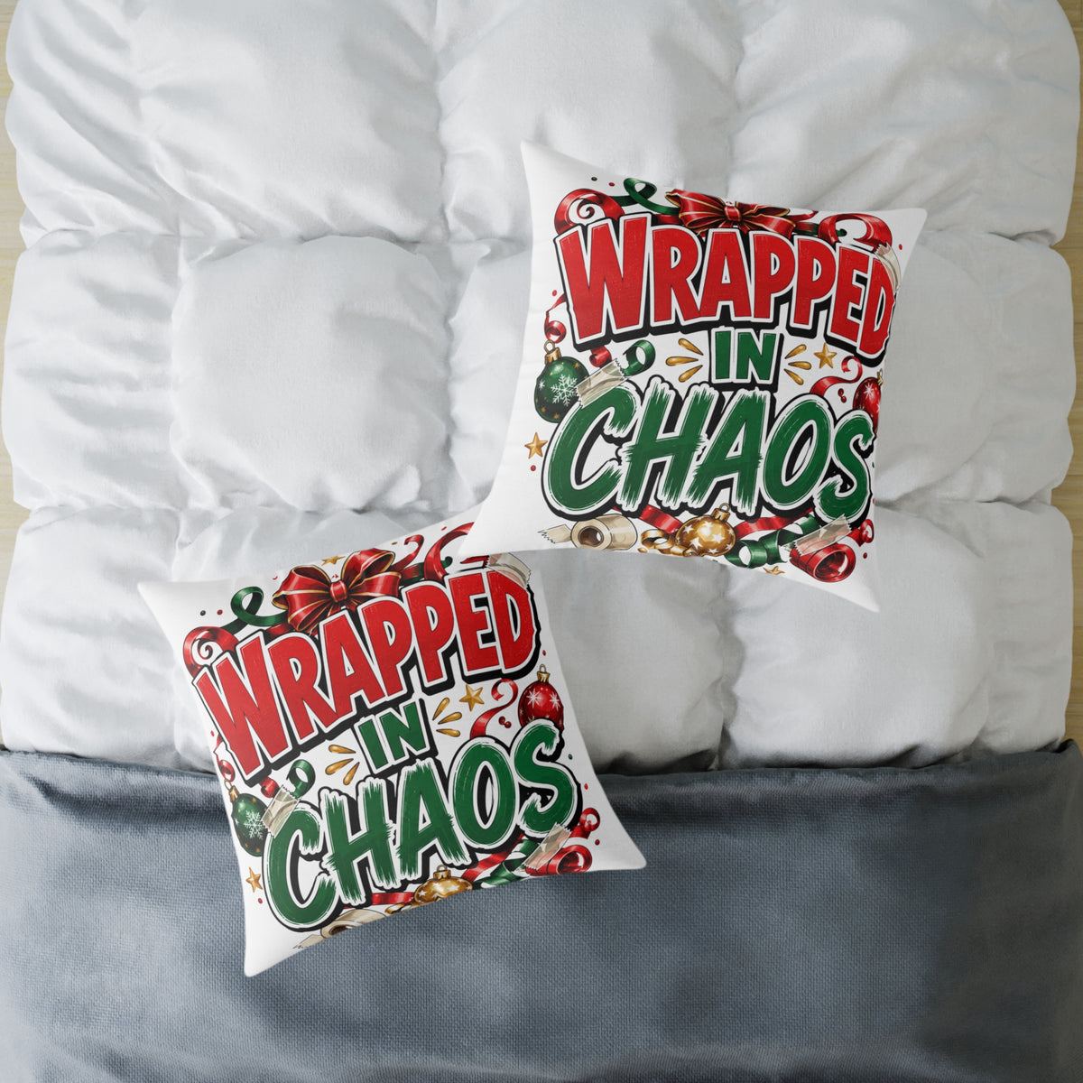 Christmas Wrapped in Chaos Holiday Throw Pillow