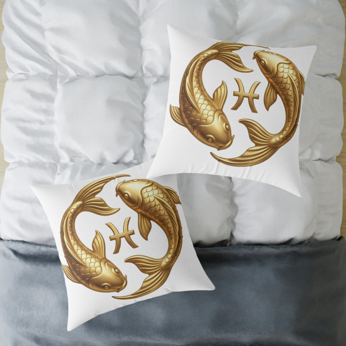 Zodiac Pisces Gold Pisces Astrological Square Poly Canvas Pillow