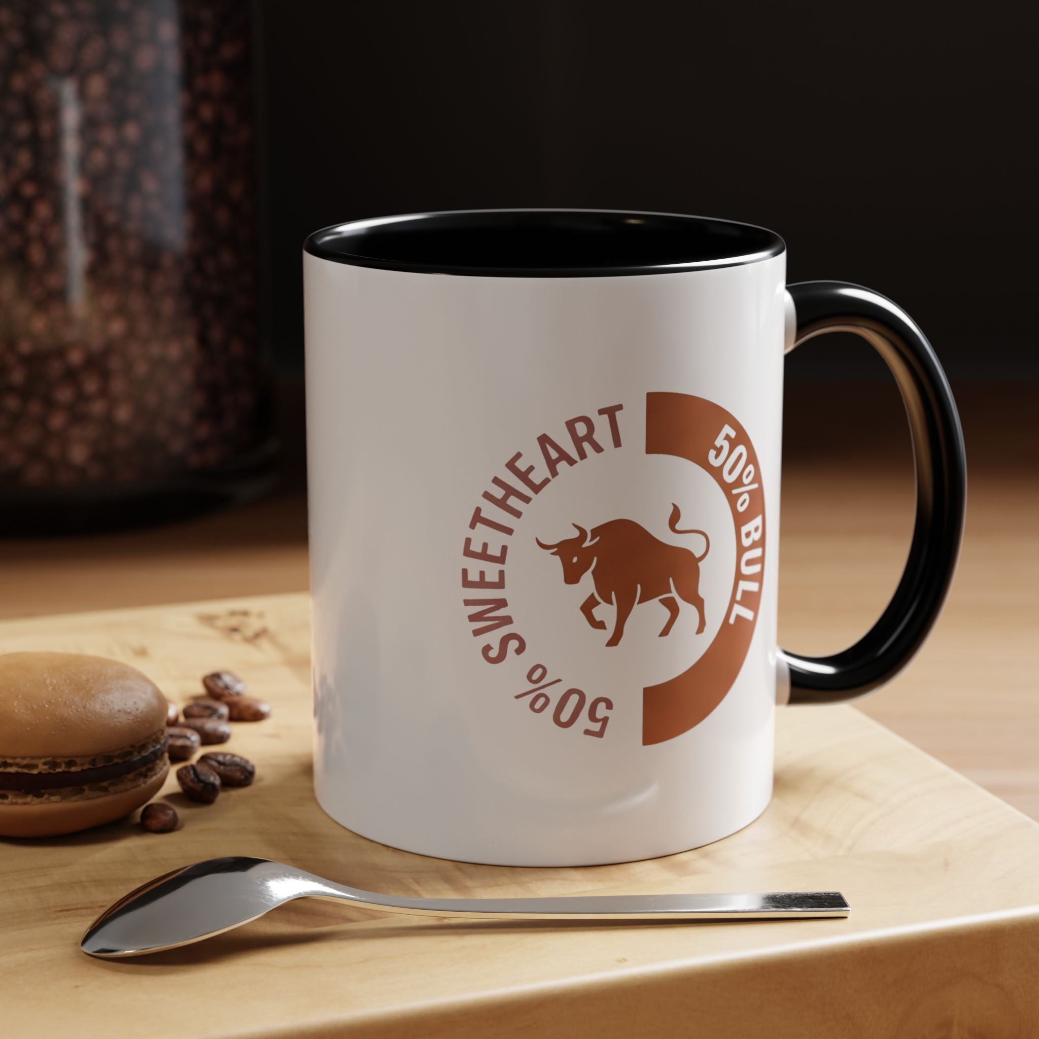 Coffee Mug – "50% Sweetheart 50% Bull" Accent Ceramic Mug