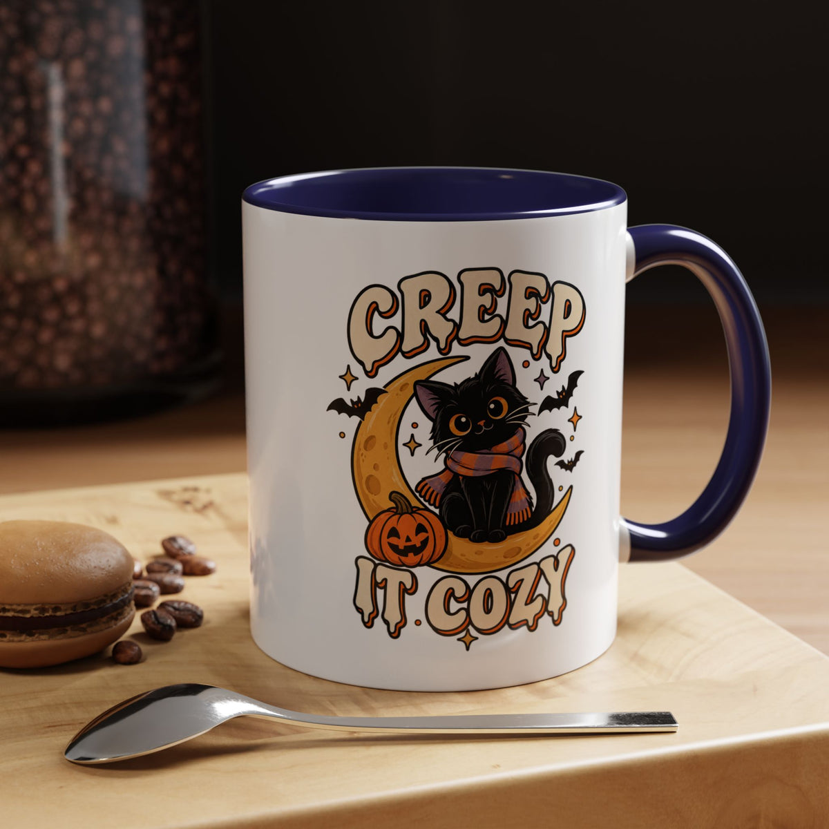 Creepy It Cozy Black Cat Halloween Accent Coffee Mug (11/15oz)