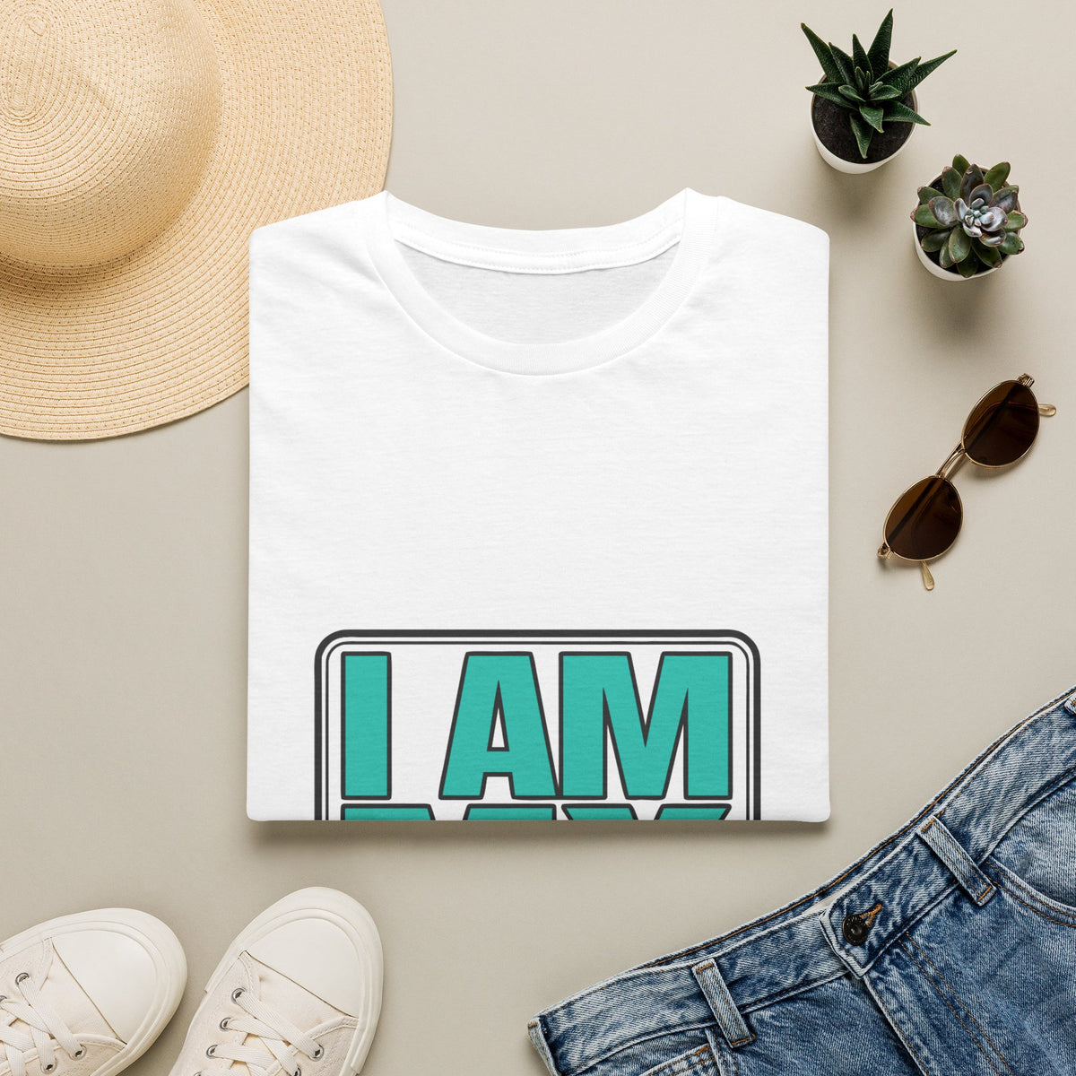 I Am My Perimeter Teal Block Badge T-Shirt - Minimalist Graphic Quote Tee - Trending Now - September 2026