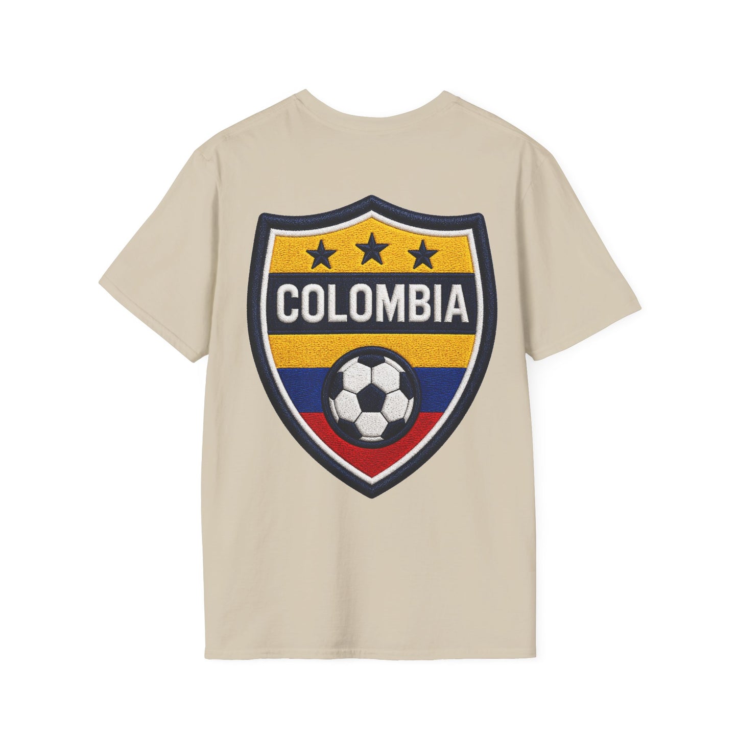 Columbia Soccer Player Graphic T-Shirt — "Golden Rhythm" Vibrant Beach Soccer Tee