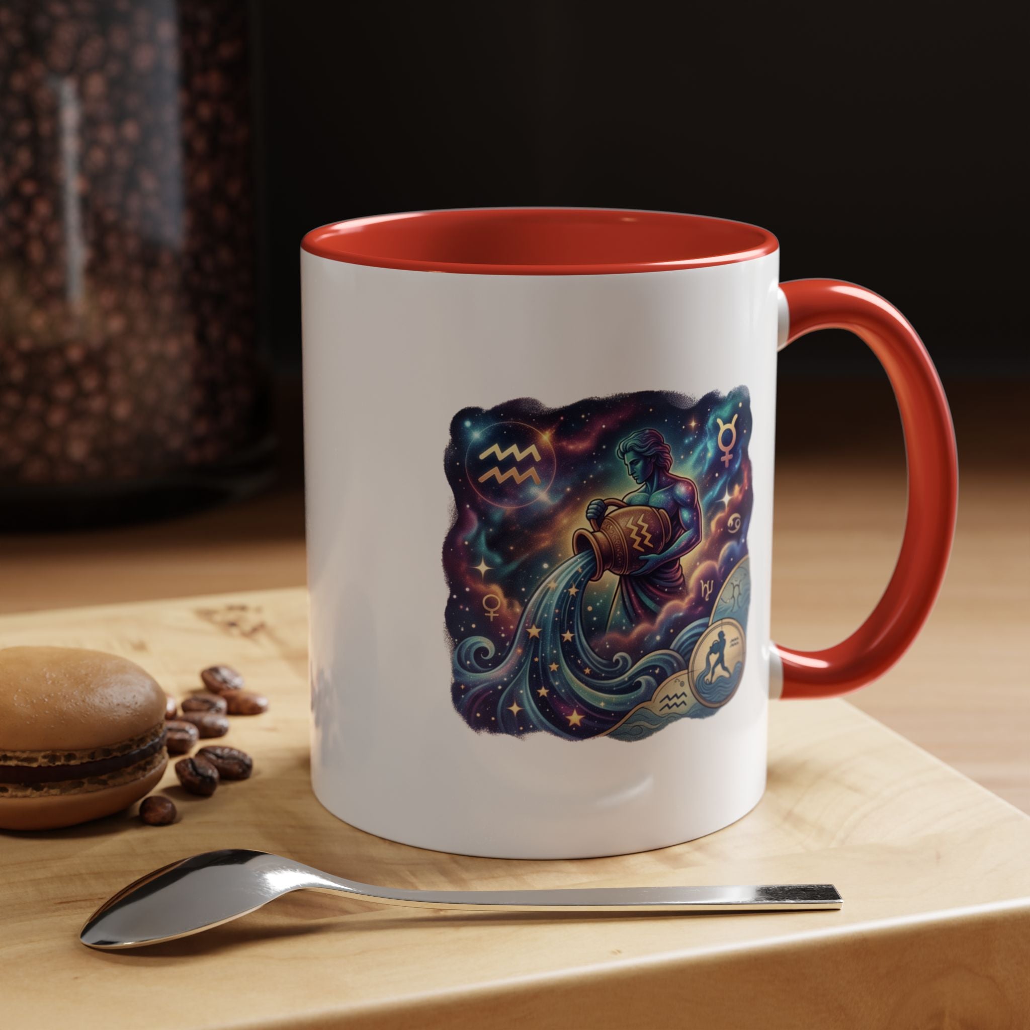 Aquarius Zodiac Coffee Mug — Celestial Water Bearer Accent Mug
