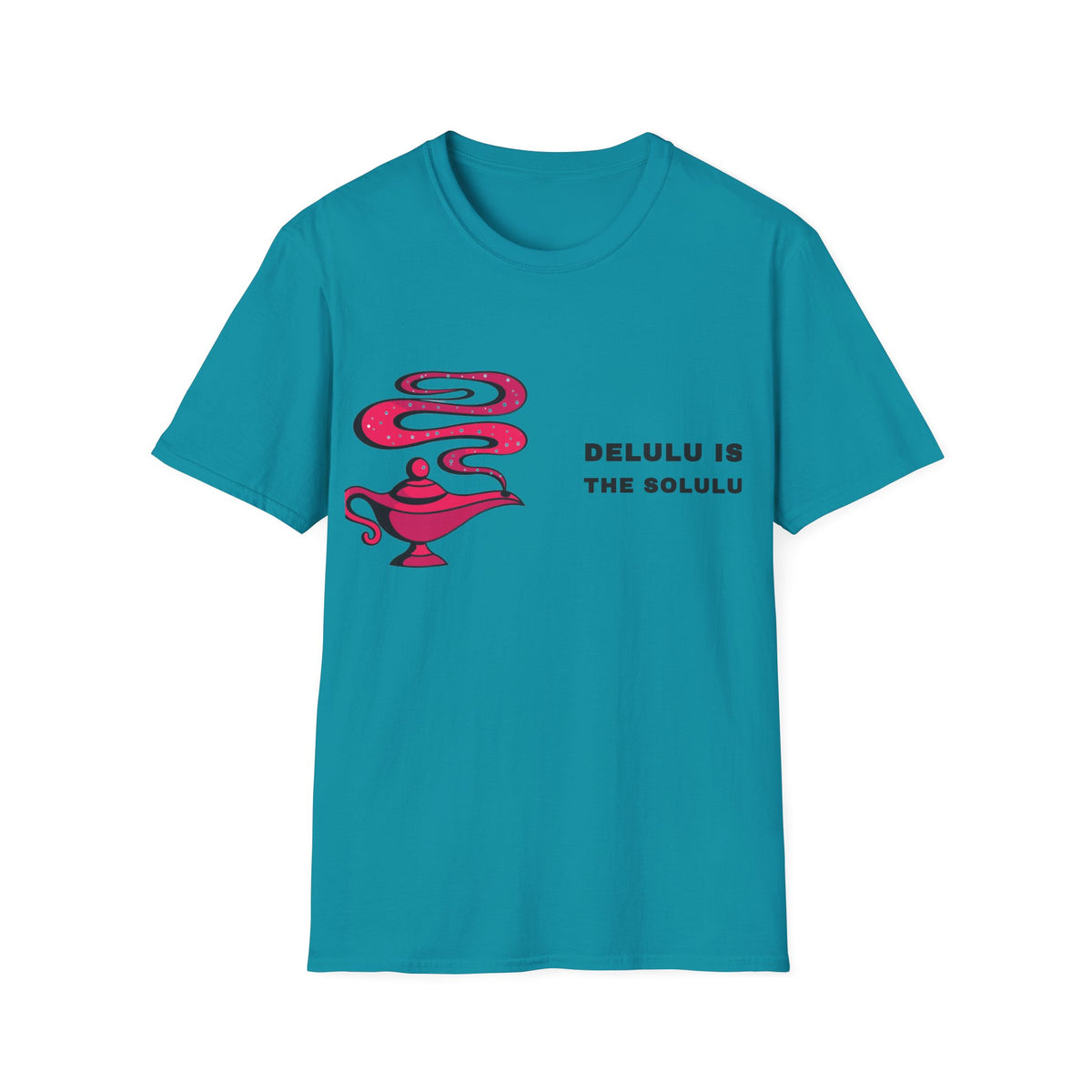Genie Lamp Graphic T-Shirt — 'Delulu' Vaporwave Snake Design - Trending Now - September 2026