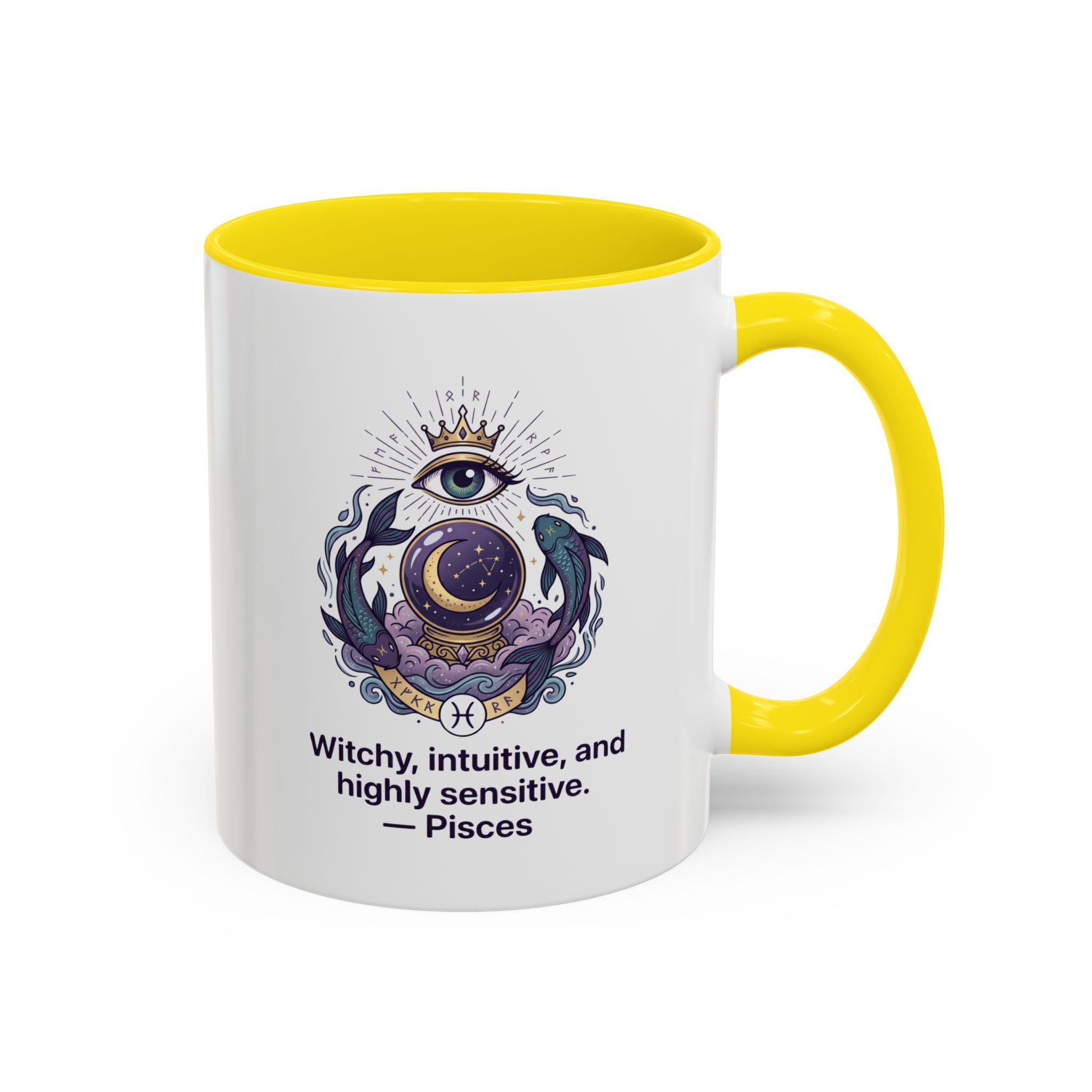 Pisces Witchy Accent Mug — "Witchy, intuitive, and highly sensitive" Astrology Coffee Cup (11/15oz)