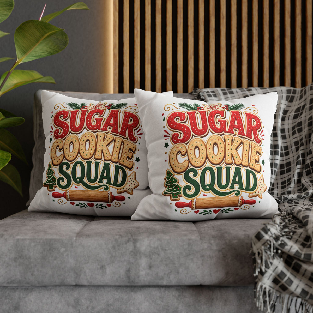 Christmas Sugar Cookie Squad Pillowcase – Festive Christmas Baking Decorative Throw Pillowcase