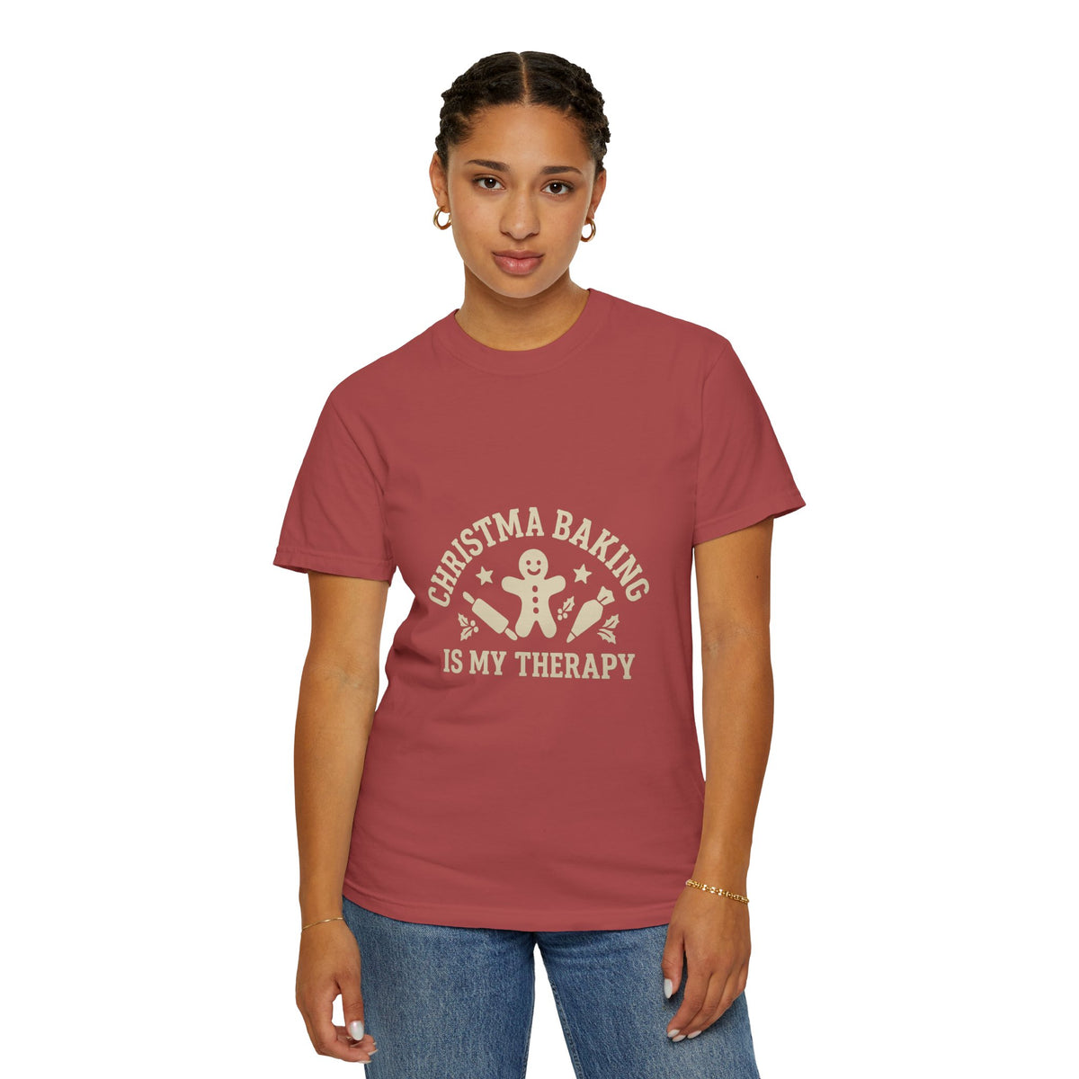 Christmas Baking T-Shirt — "Christmas Baking Is My Therapy" Gingerbread Holiday Tee- Trending Now - October 2026