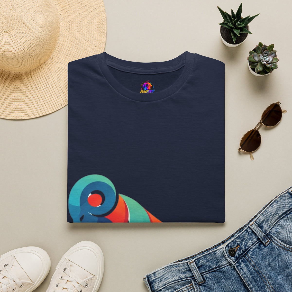 Ram Graphic T-Shirt — Colorful Geometric Sheep/Goat Art