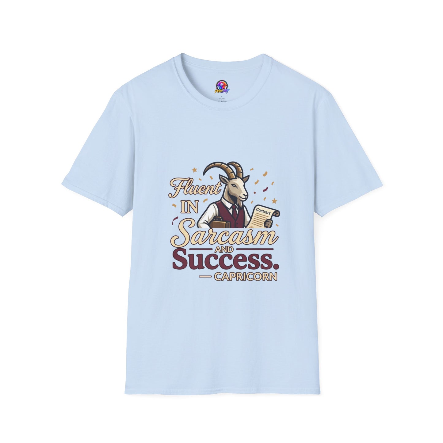 Capricorn Goat Graphic T-Shirt — "Fluent in Sarcasm & Success" Zodiac Tee