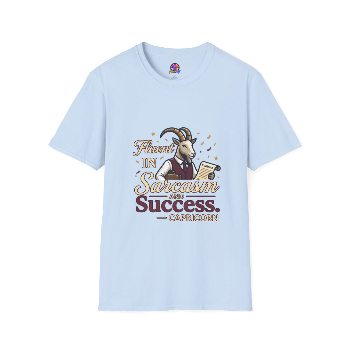 Capricorn Goat Graphic T-Shirt — "Fluent in Sarcasm & Success" Zodiac Tee